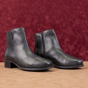 David Tate Women Lago Black Leather Zip Ankle Dress Office Boots sz 8